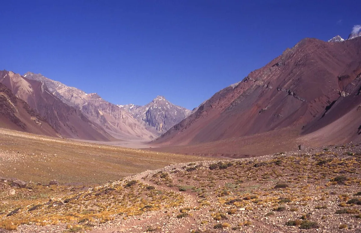 Aconcagua vu depuis la vallée de Horcones dans la province argentine de Mendoza