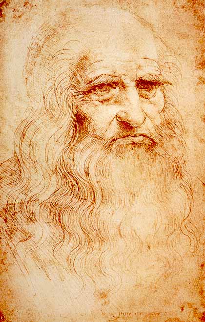 Autoportrait présumé de Léonard de Vinci à la sanguine, conservé à la Biblioteca Reale de Turin