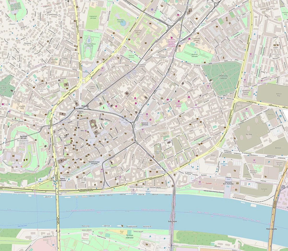 Carte de Bratislava montrant son territoire urbain et sa position dans le sud-ouest slovaque