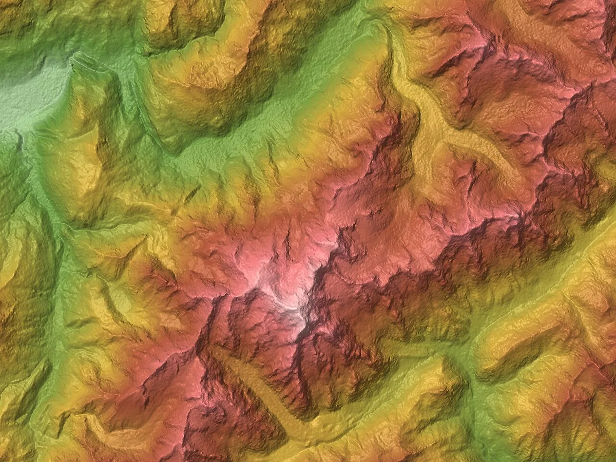 Carte en relief du mont Blanc à la frontière entre la France et l’Italie