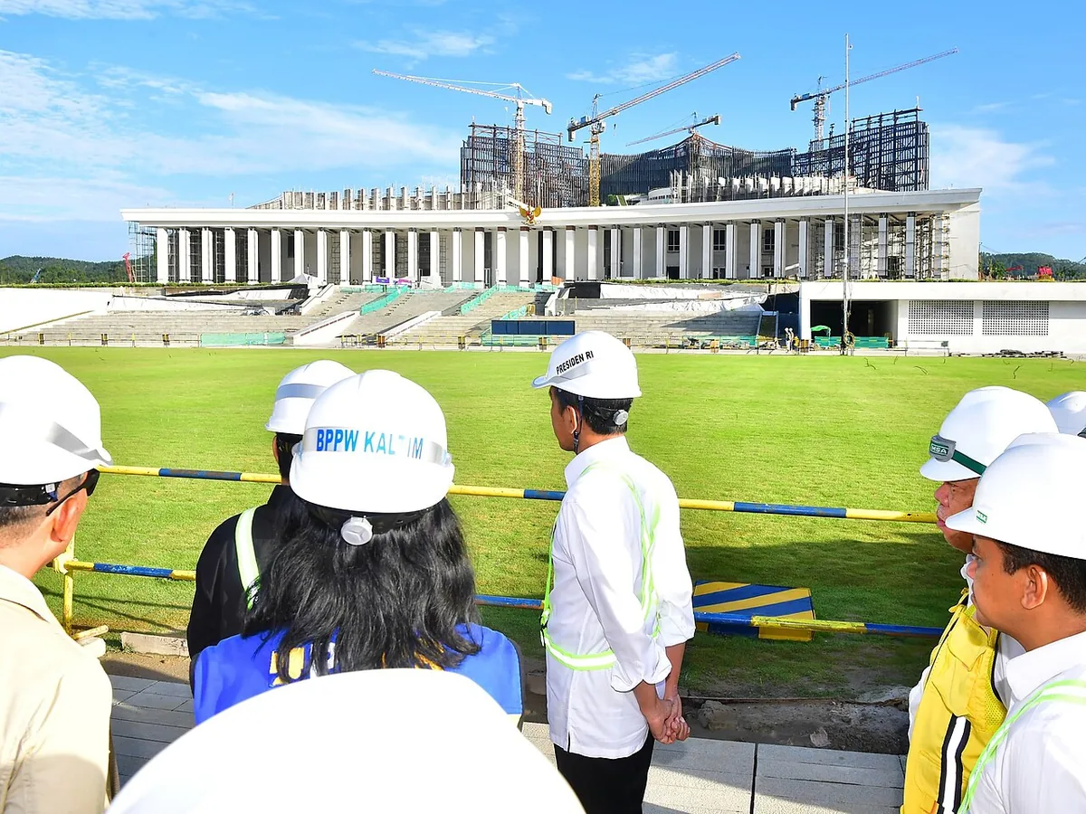 Chantier du palais présidentiel Garuda à Nusantara, future capitale de l'Indonésie sur l'île de Bornéo, en juin 2024