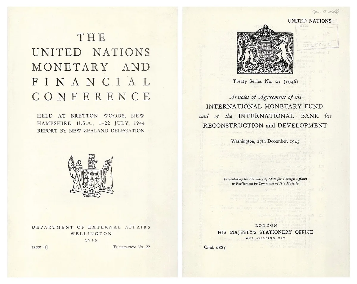 Document d'archive marquant la formation du Fonds monétaire international en 1945