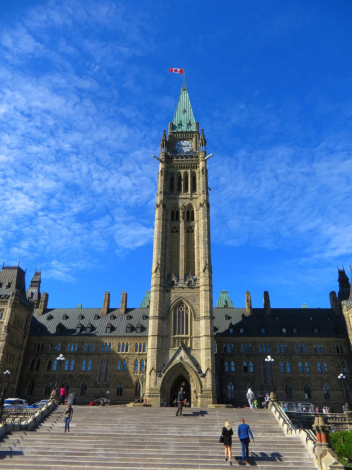 Édifice central du Parlement canadien à Ottawa, tour de la Paix de style néogothique