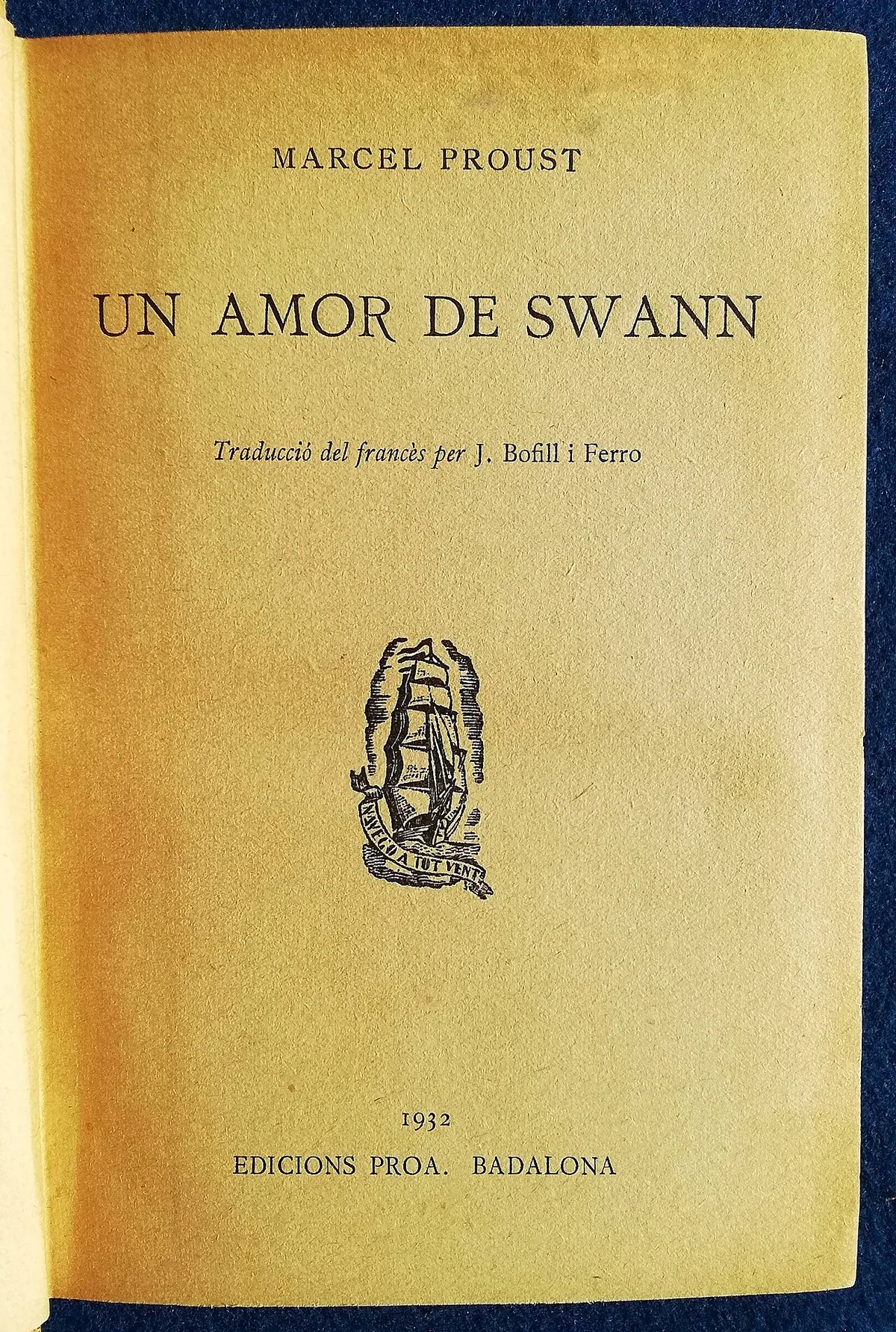 Édition ancienne d'Un amour de Swann, section autonome de Du côté de chez Swann