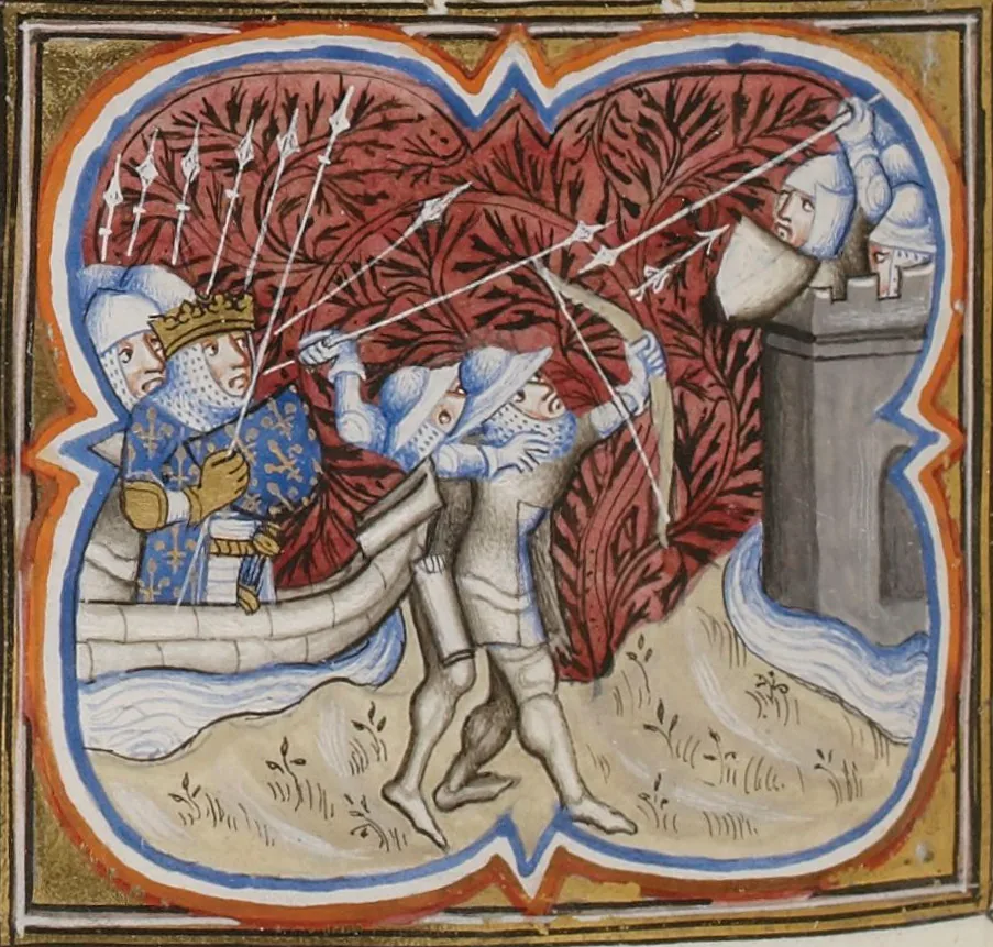 Enluminure médiévale représentant le siège de Tunis pendant la huitième croisade en 1270