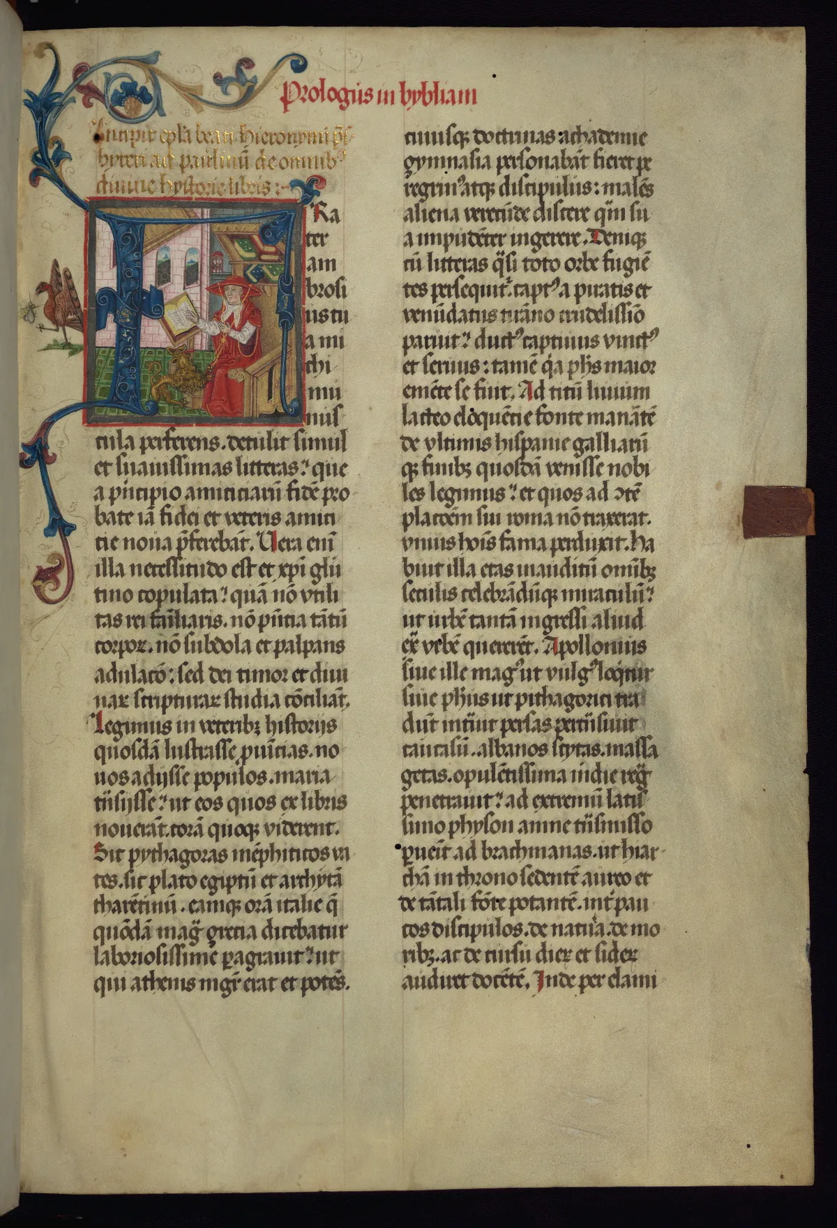 Enluminure de saint Jérôme dans son étude, traducteur de la Bible en latin, manuscrit Walters W.805