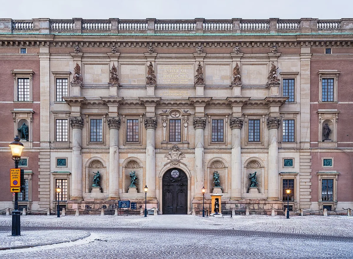 Façade du Palais royal de Stockholm, Kungliga slottet, résidence officielle du roi de Suède à Gamla Stan