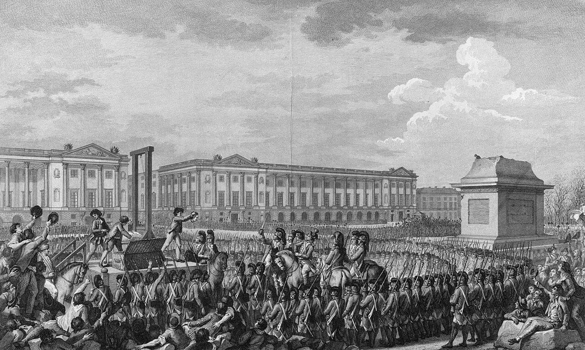 Gravure de l'exécution de Louis XVI le 21 janvier 1793 place de la Révolution à Paris