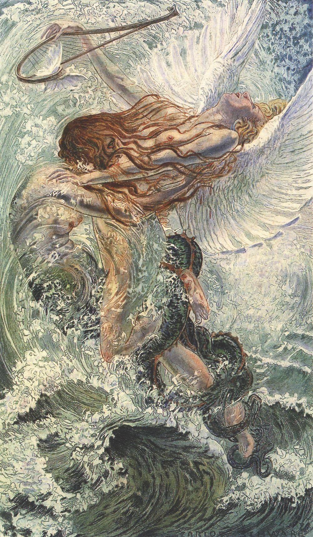 Illustration symboliste de Carlos Schwabe pour la section Spleen et Idéal des Fleurs du mal