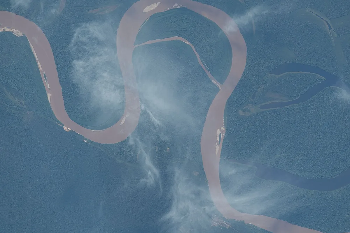 Méandres du système amazonien photographiés depuis la Station spatiale internationale au-dessus de la Bolivie