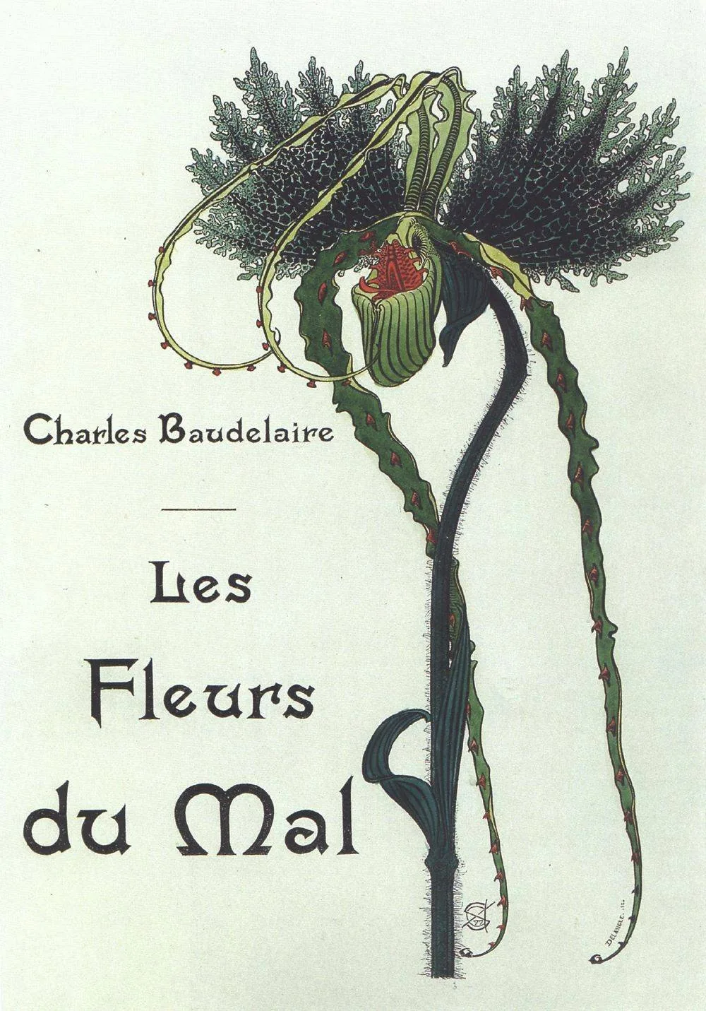 Page de titre illustrée des Fleurs du mal par Carlos Schwabe, édition de 1900, motif floral symboliste