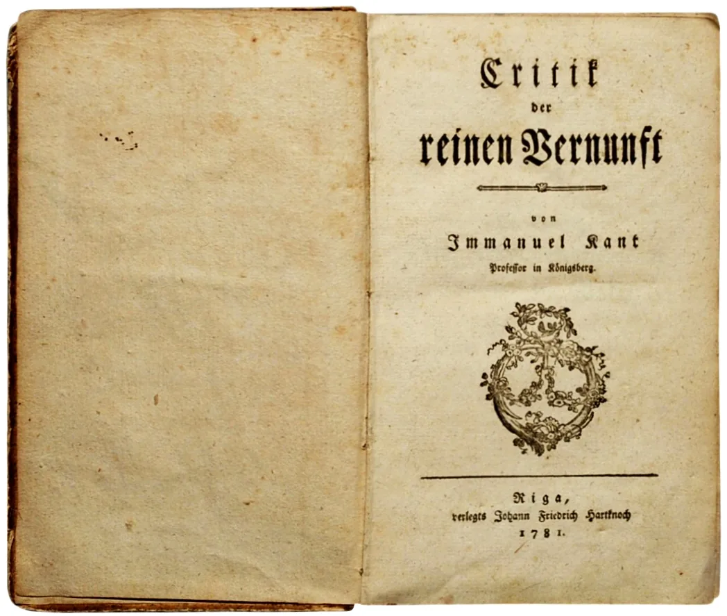 Page de titre de la première édition de 1781 de la Critique de la raison pure en allemand