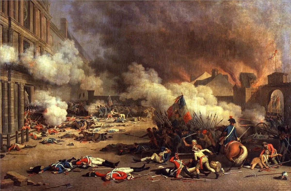 Peinture de la prise du palais des Tuileries par les insurgés et les fédérés le 10 août 1792 à Paris