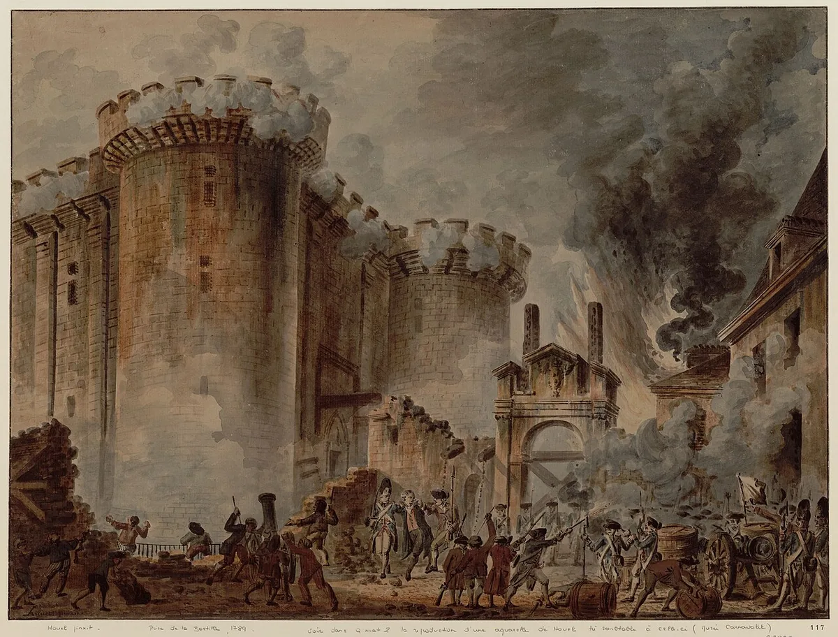 Peinture représentant la prise de la Bastille par les insurgés parisiens le 14 juillet 1789