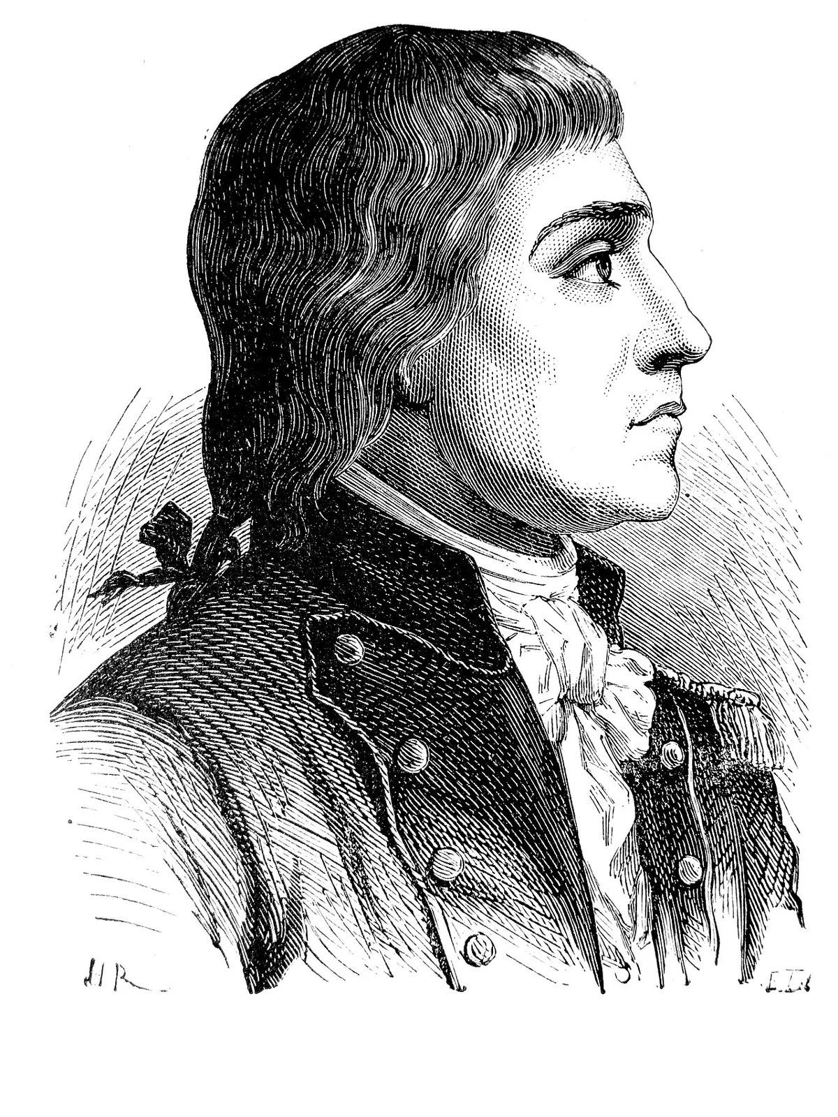 Portrait gravé de Claude Joseph Rouget de Lisle en uniforme, officier du génie et auteur de La Marseillaise en 1792