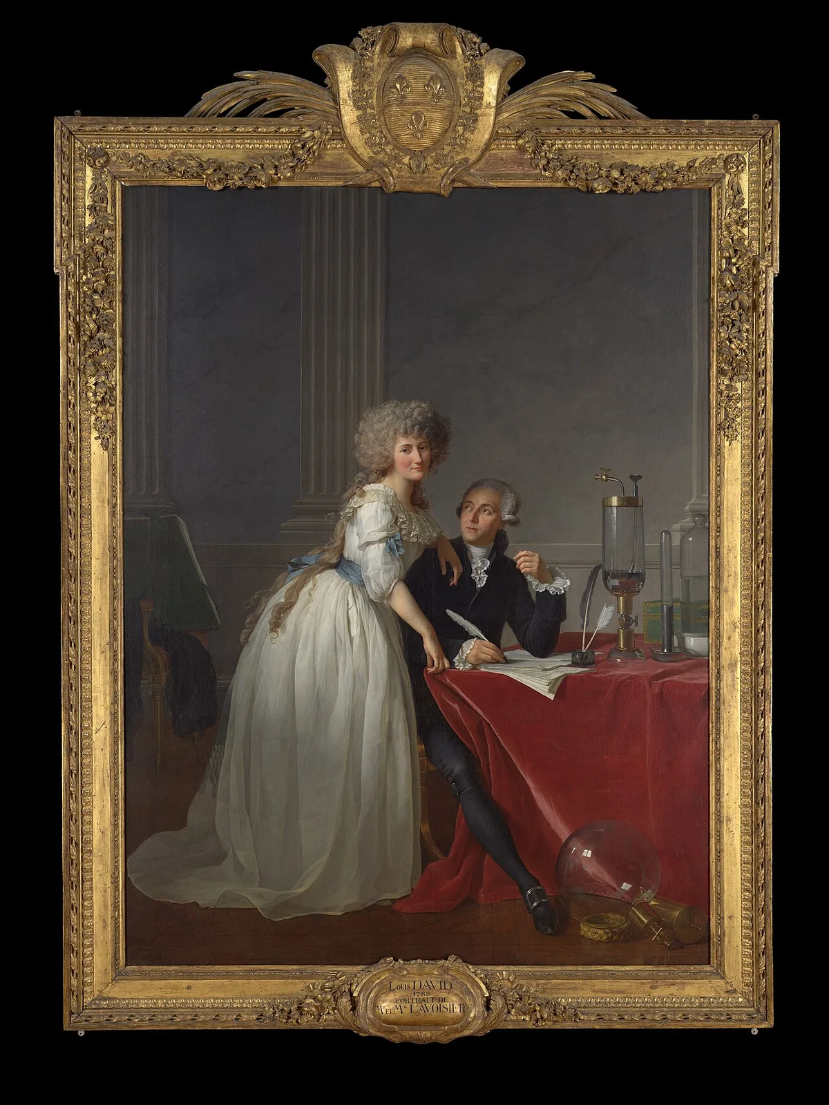 Portrait par Jacques-Louis David d'Antoine Lavoisier dans son laboratoire, le chimiste qui identifia le carbone comme élément