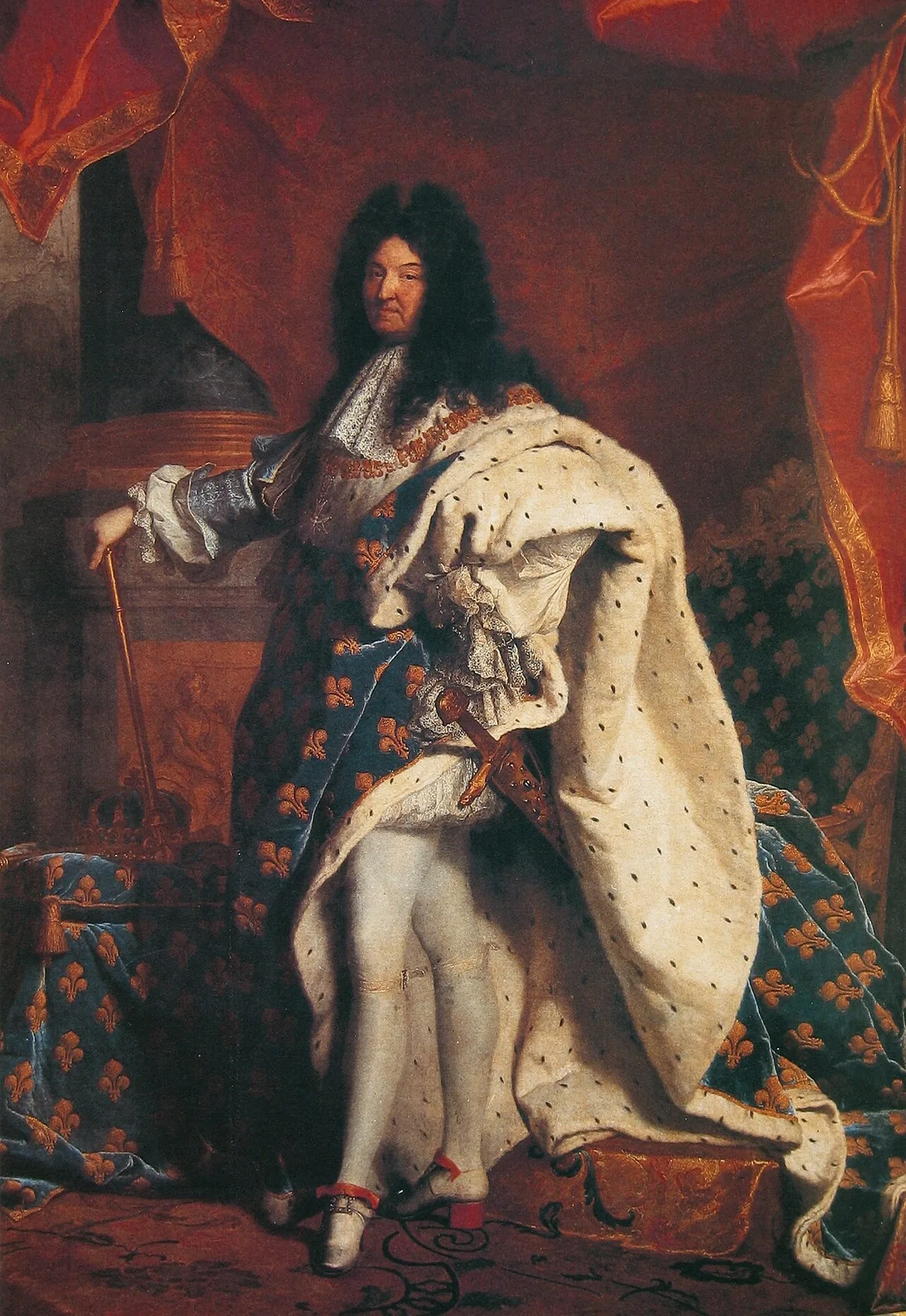 Portrait de Louis XIV en costume de sacre par Hyacinthe Rigaud, roi qui révoqua l'édit de Nantes