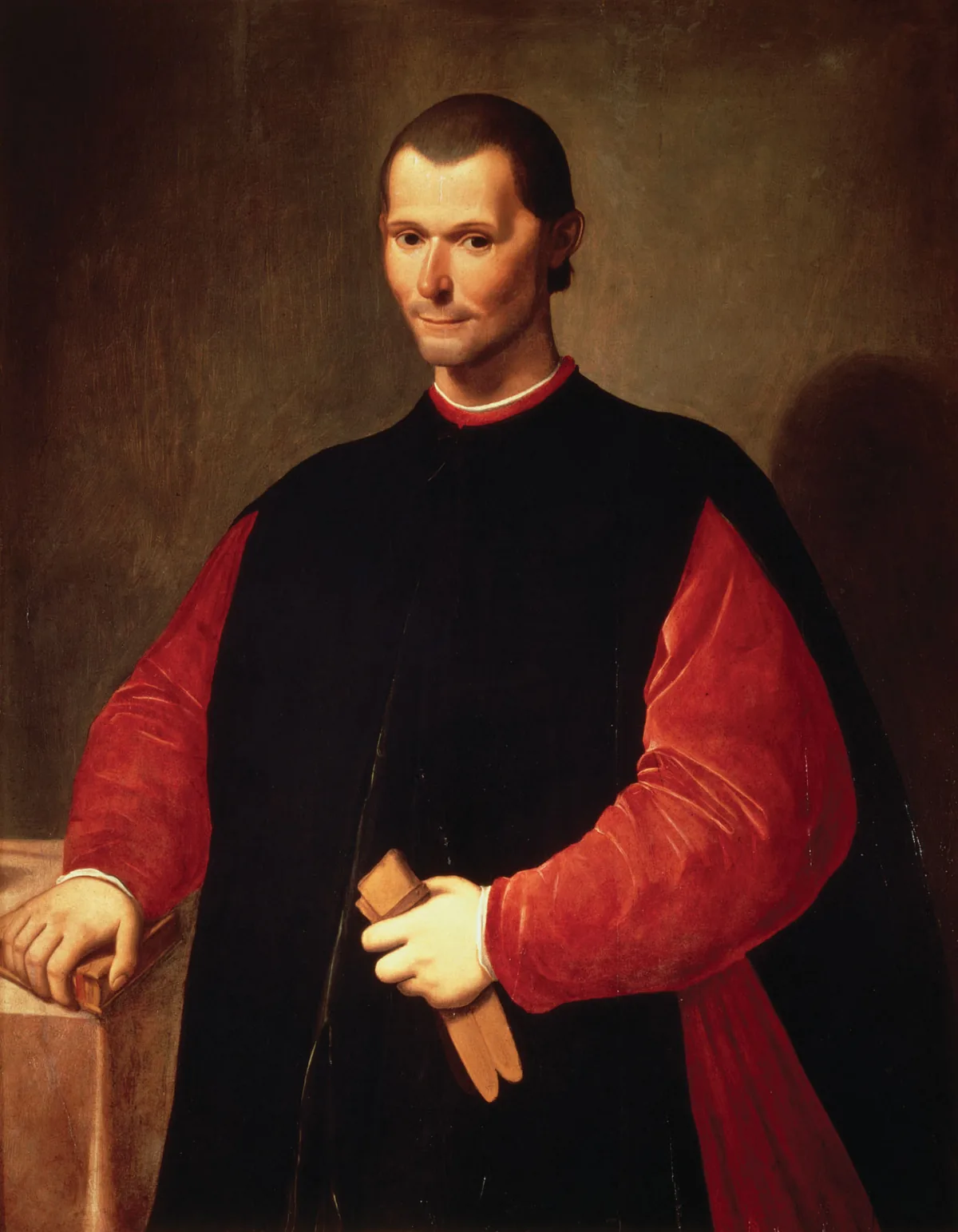 Portrait de Nicolas Machiavel en habit sombre peint par Santi di Tito, conservé au Palazzo Vecchio de Florence