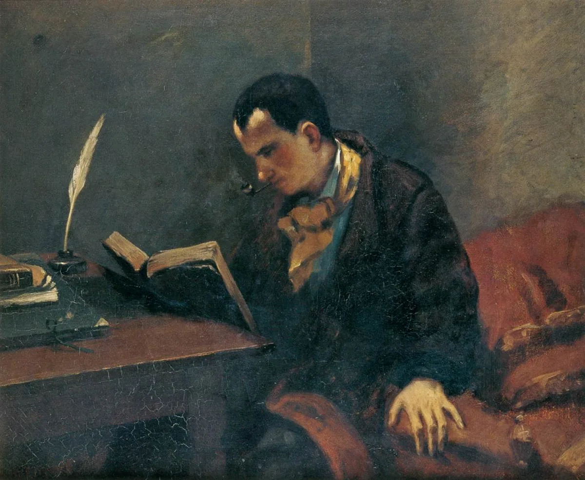 Portrait peint de Charles Baudelaire lisant, par Gustave Courbet, vers 1848, huile sur toile