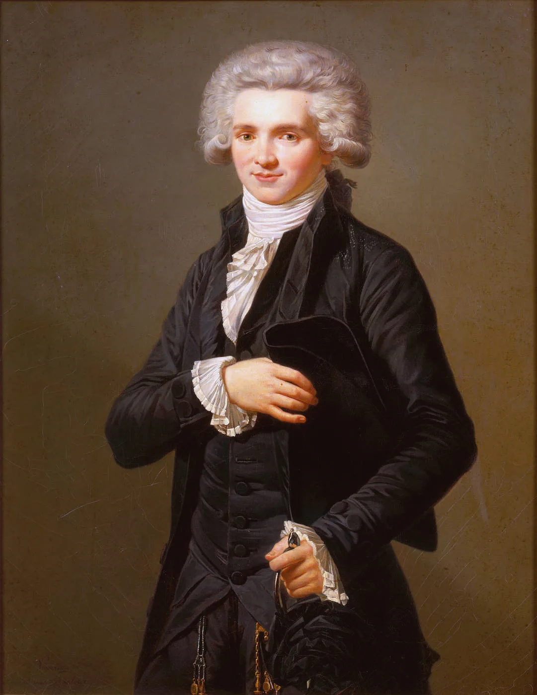 Portrait peint de Maximilien de Robespierre, député révolutionnaire qui théorise la devise en 1790