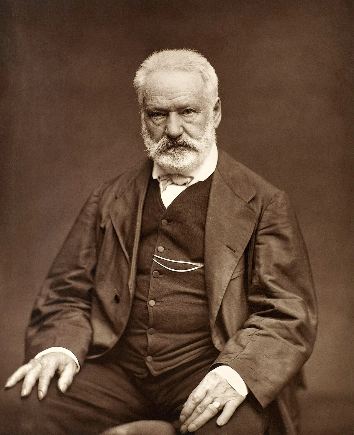 Portrait photographique de Victor Hugo barbu en buste, réalisé par Étienne Carjat en 1876