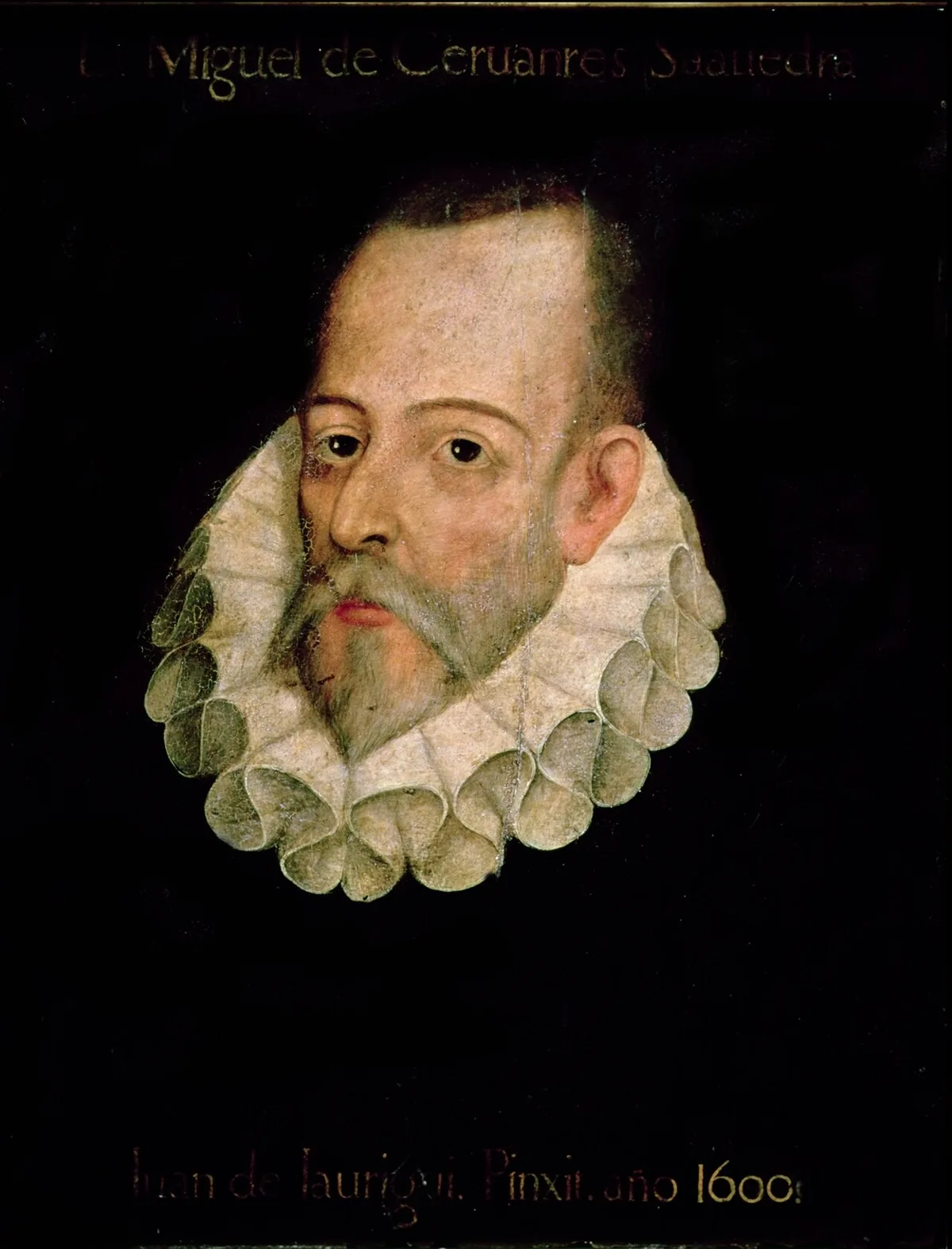Portrait présumé de Miguel de Cervantes attribué à Juan de Jáuregui, homme au col fraise du Siècle d'or espagnol