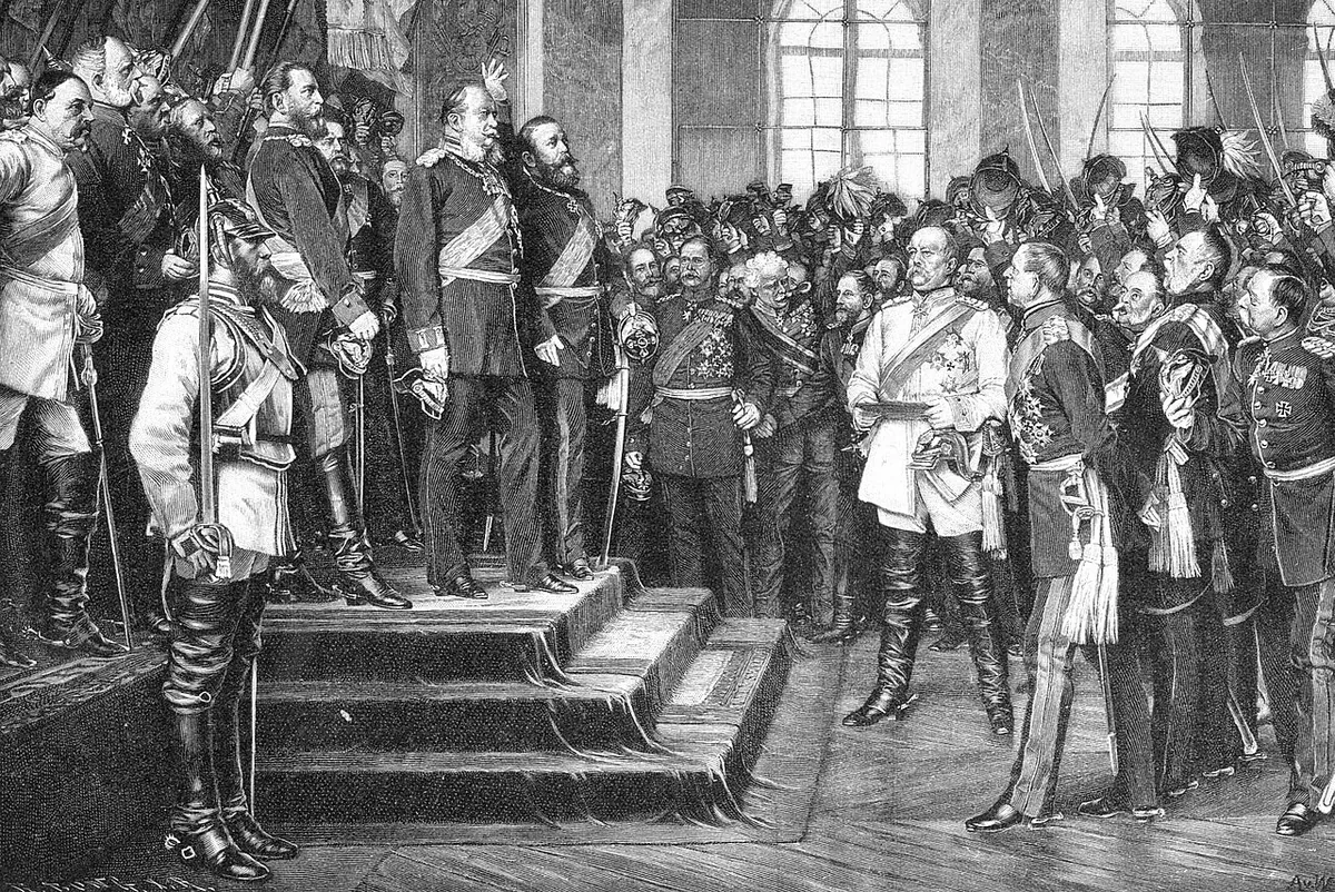 Proclamation de l’Empire allemand à Versailles, Guillaume Ier et princes allemands réunis en 1871
