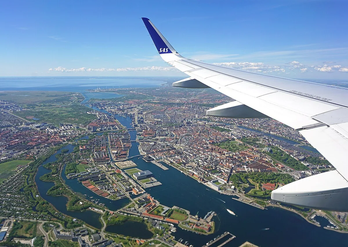 Vue aérienne de l’agglomération de Copenhague et de son tissu urbain